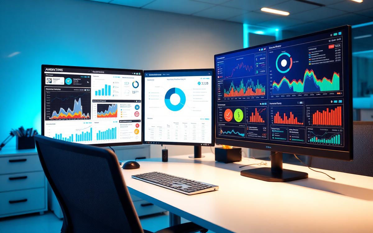 Postazione di analisi con dashboard di performance marketing