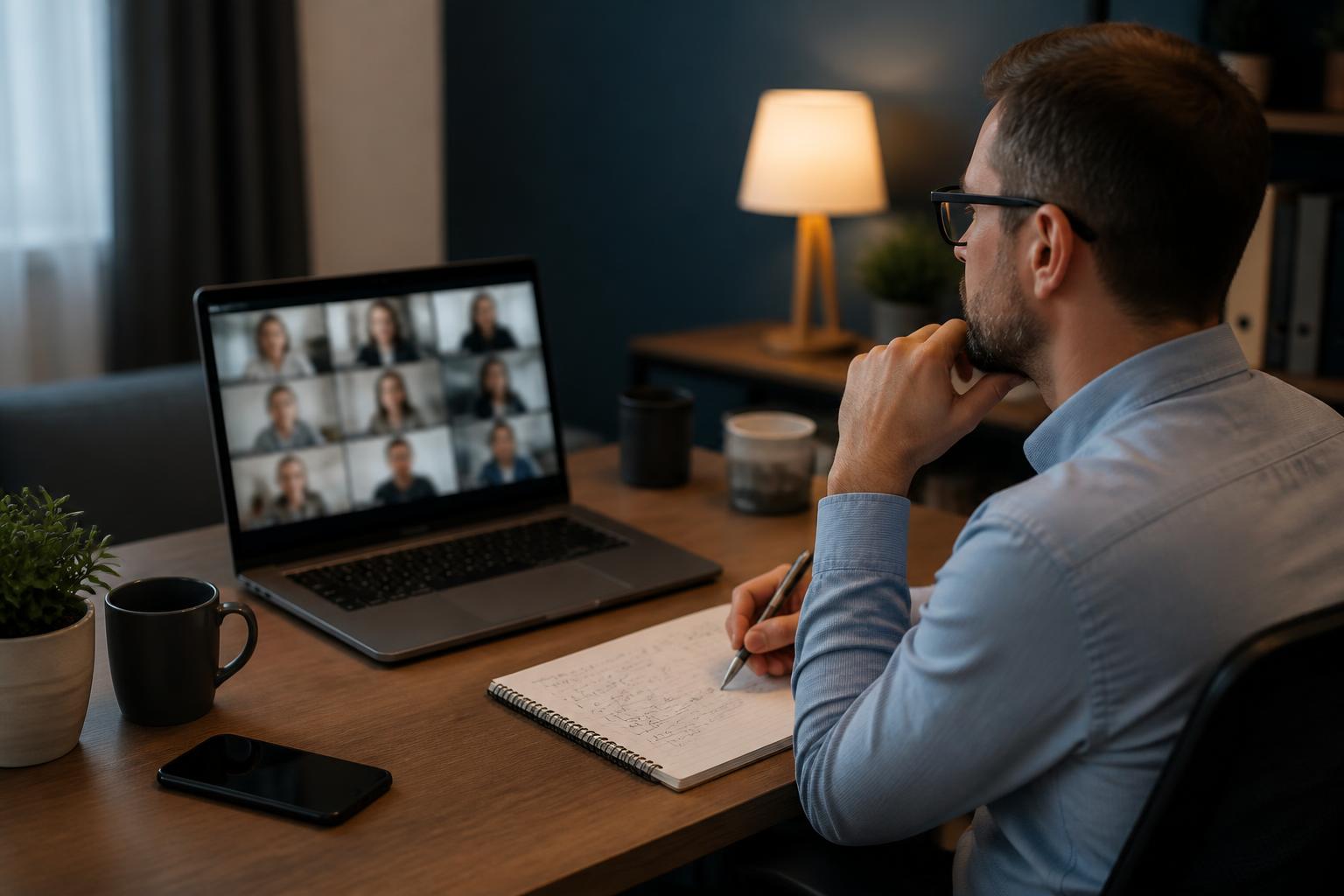 Manager in sessione live di formazione online sull'intelligenza artificiale