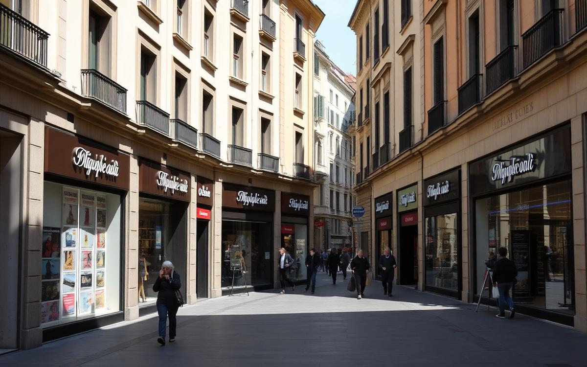 Via commerciale con più punti vendita della stessa insegna